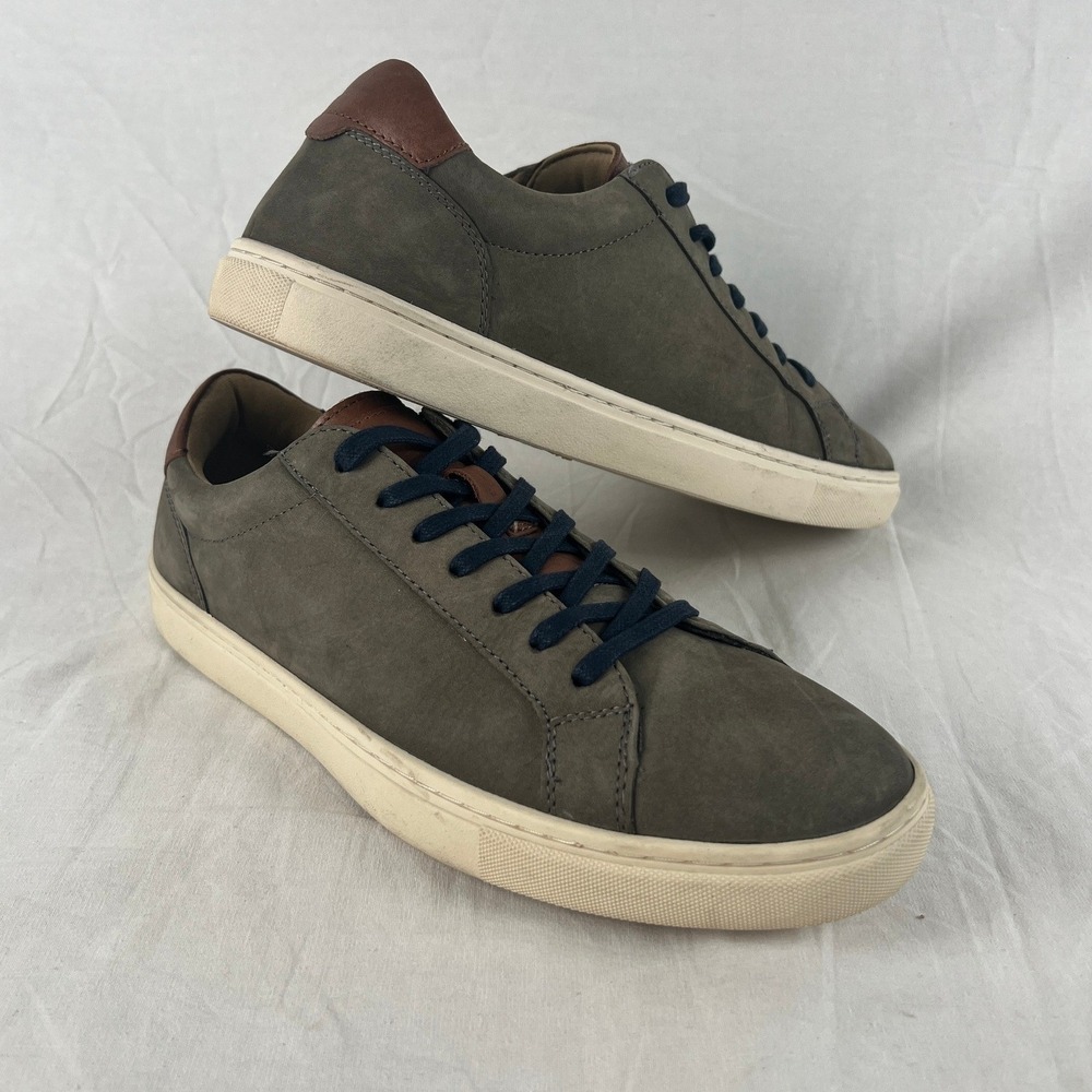 Vince Camuto Grey Leather Low Top Sneakers Men's 8.5 Casual Lace Up Shoes